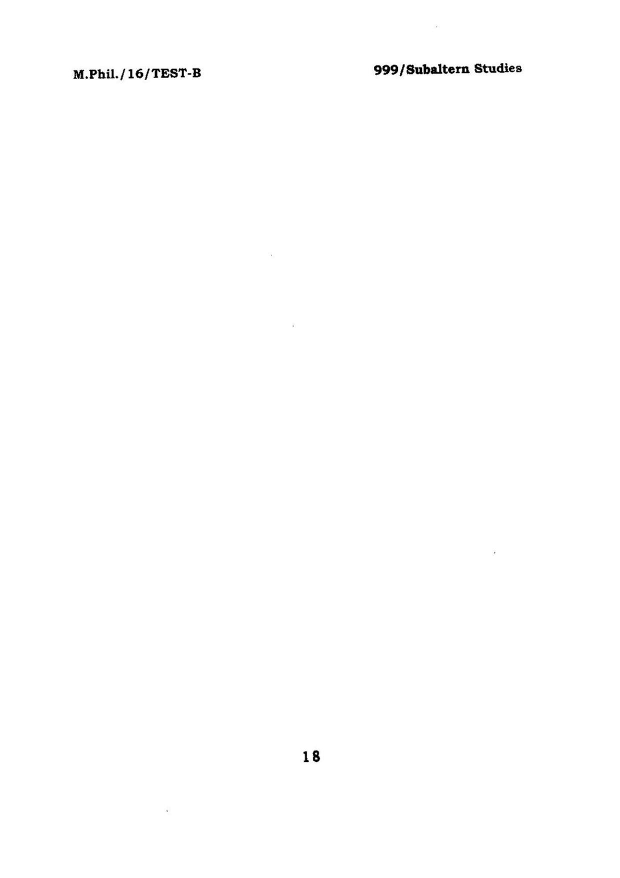 BHU RET Subaltern Studies 2016 Question Paper - Page 18