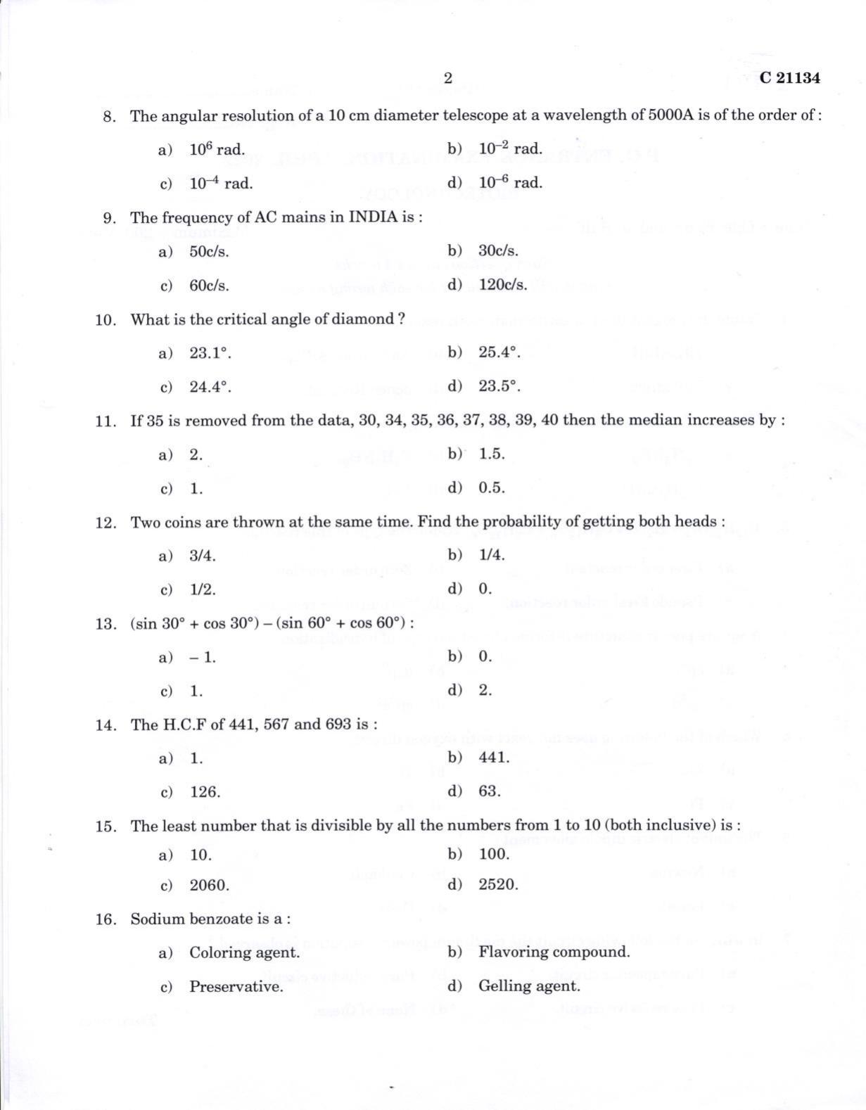 CUCAT 2022 M.Sc Biotechnology Question Paper - Page 2
