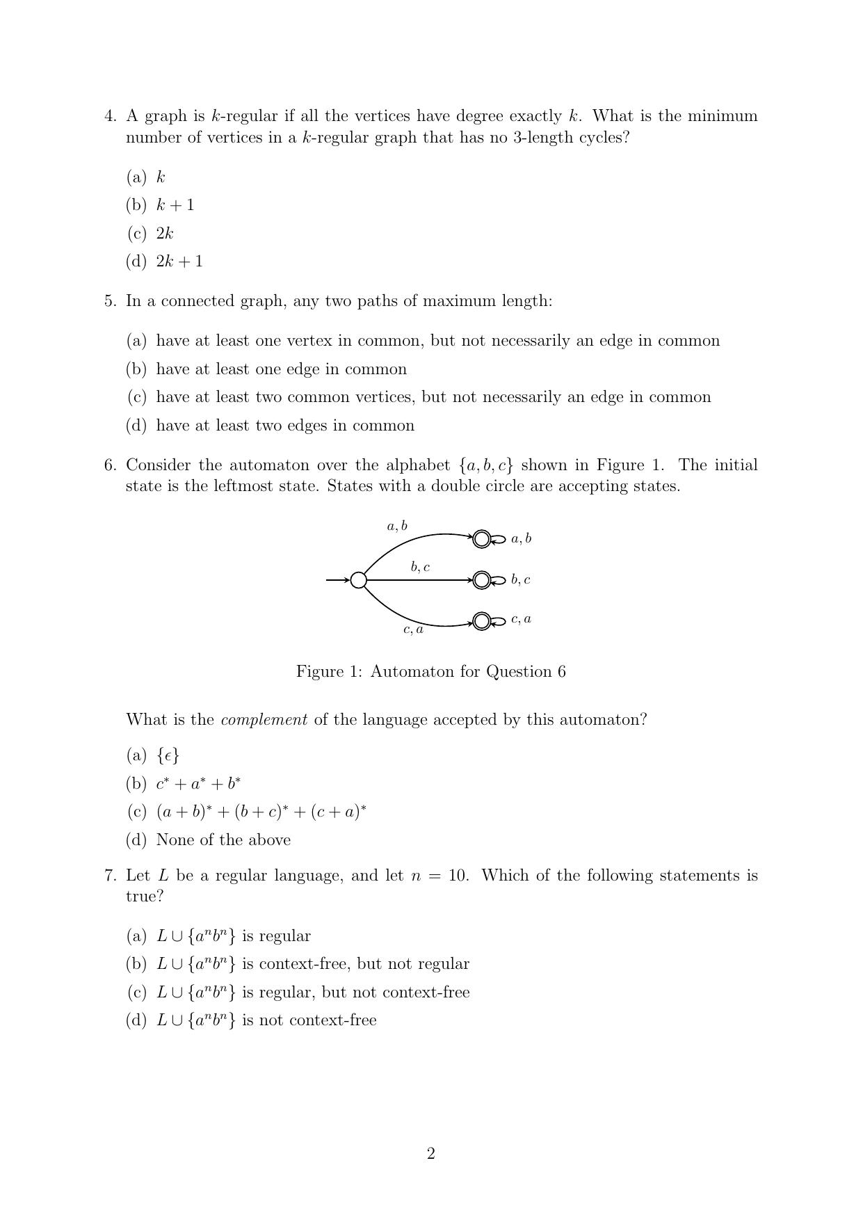 MSc/Ph.D. Computer Science 2023 Question Paper - Page 2