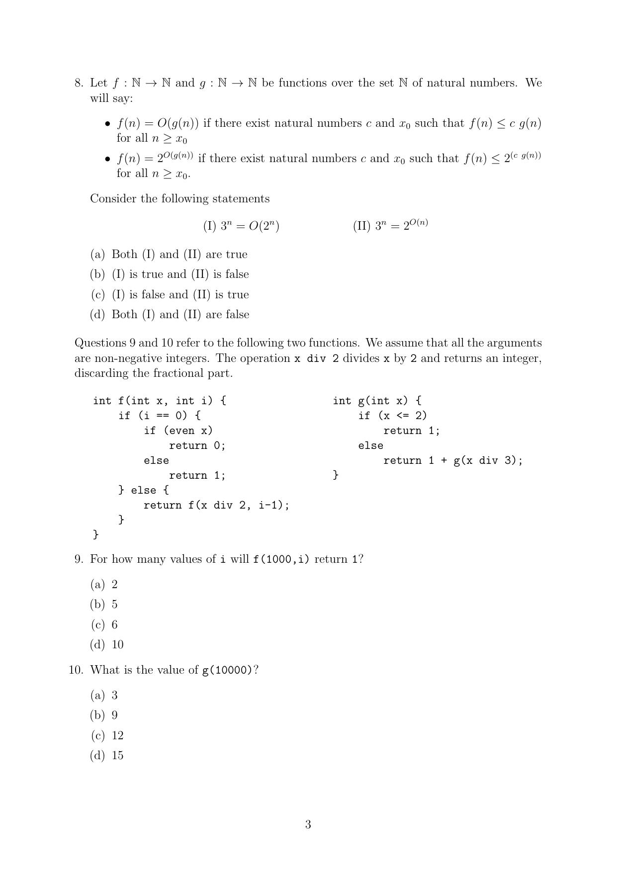 MSc/Ph.D. Computer Science 2023 Question Paper - Page 3
