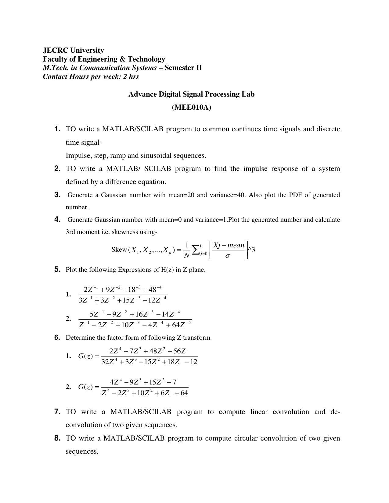 JECRC Jaipur M Tech - Communication Systems Syllabus - Page 27