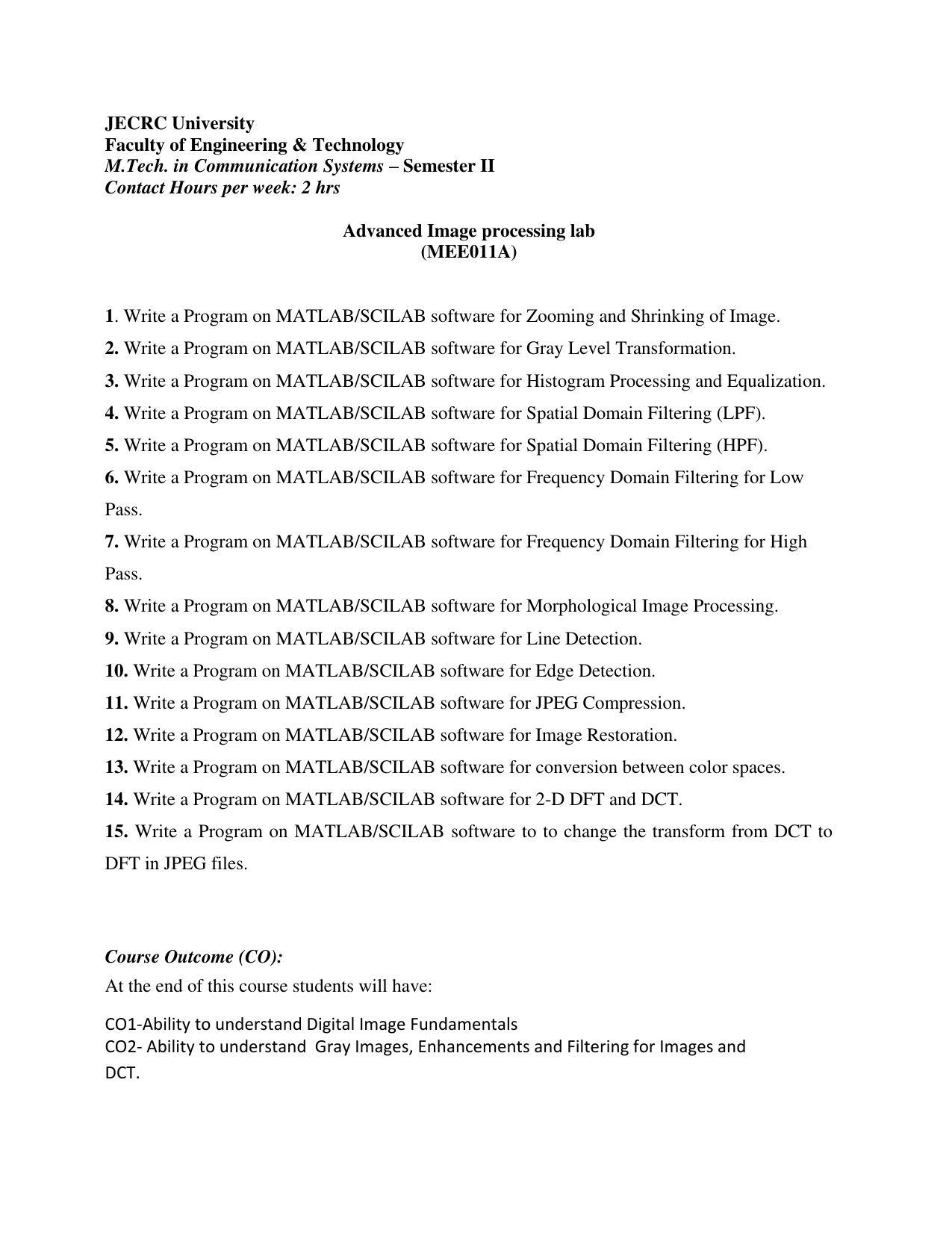JECRC Jaipur M Tech - Communication Systems Syllabus - Page 30