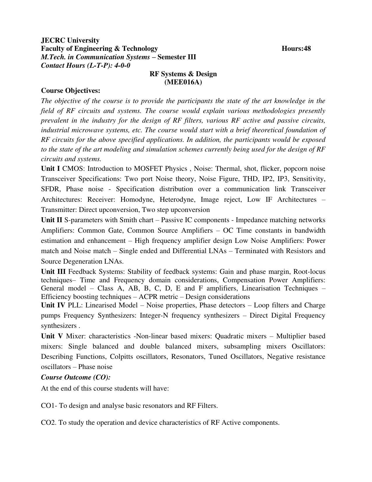 JECRC Jaipur M Tech - Communication Systems Syllabus - Page 41