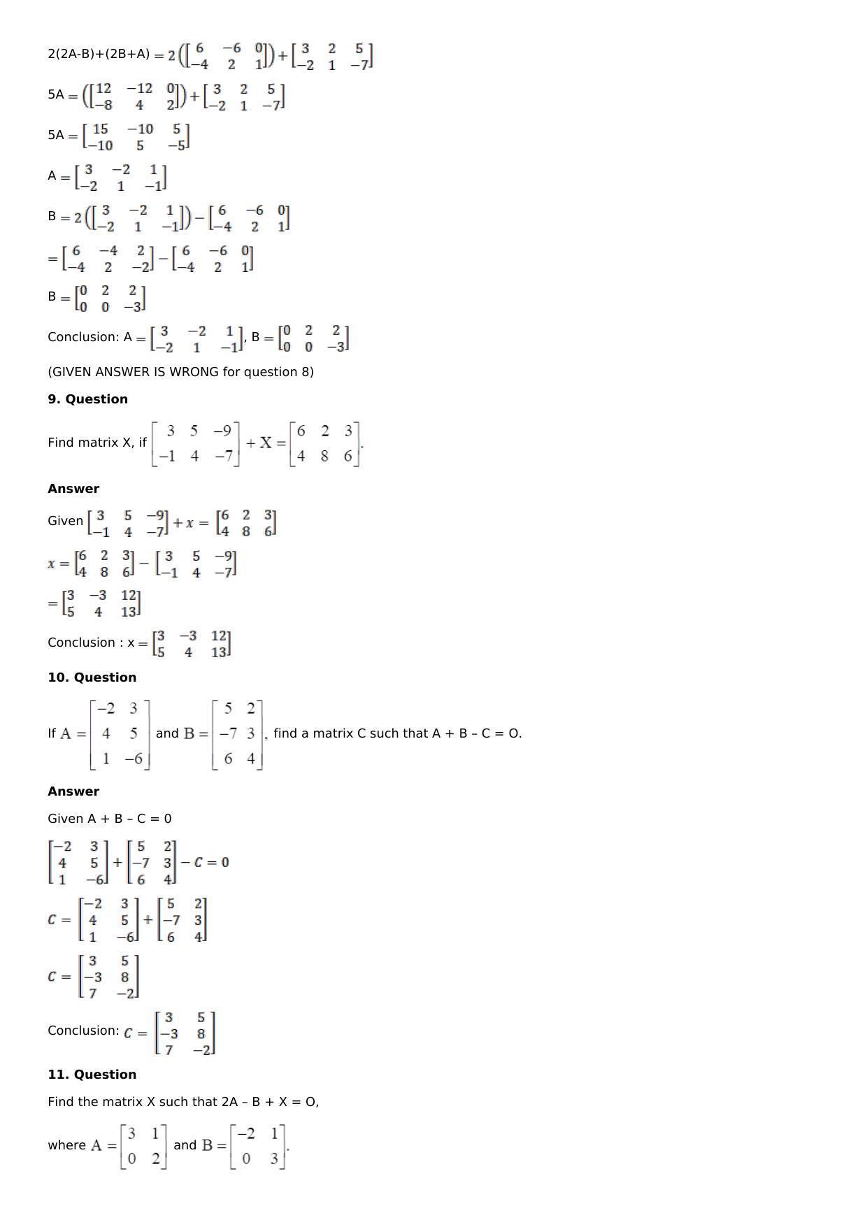Chapter 5: Matrices Solutions: RS Aggarwal Class 12 Solutions  - Page 8