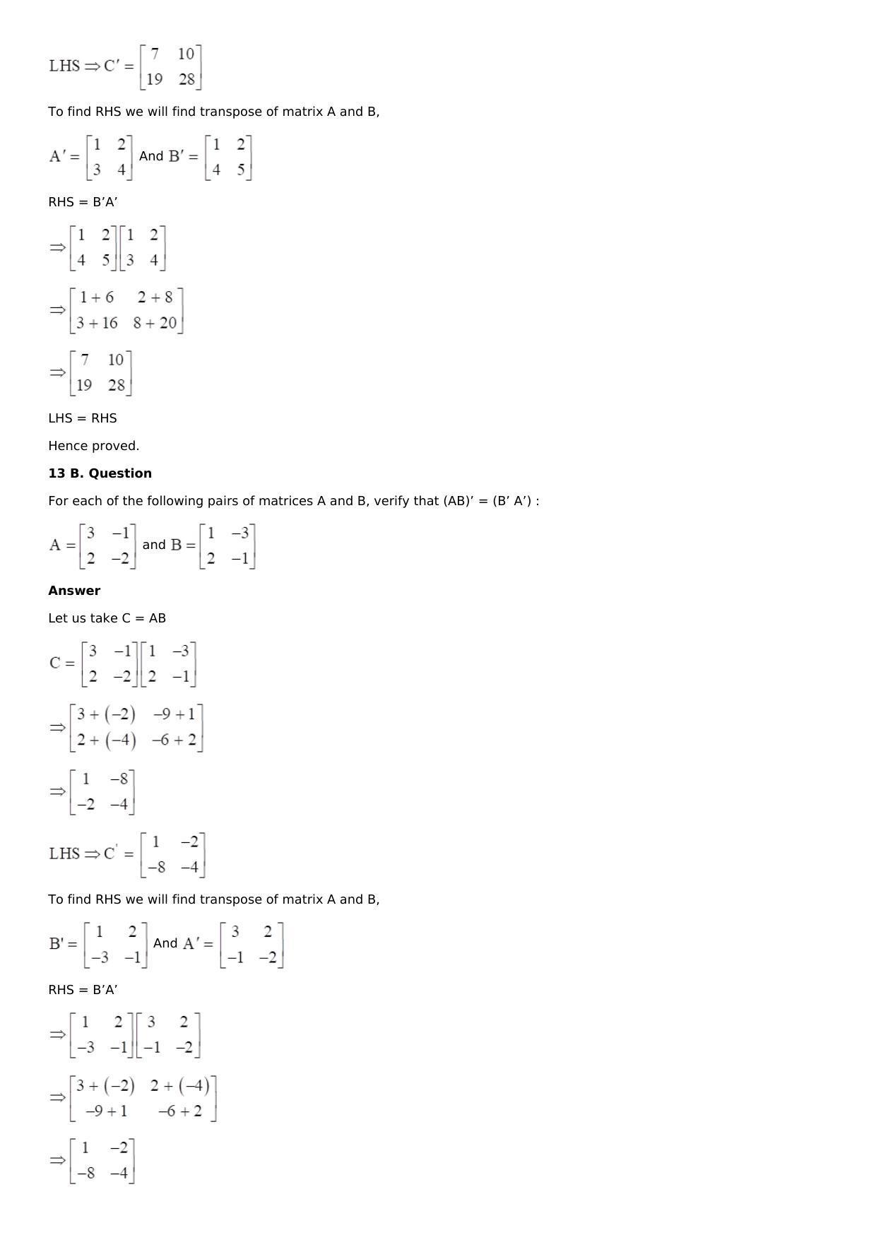 Chapter 5: Matrices Solutions: RS Aggarwal Class 12 Solutions  - Page 64