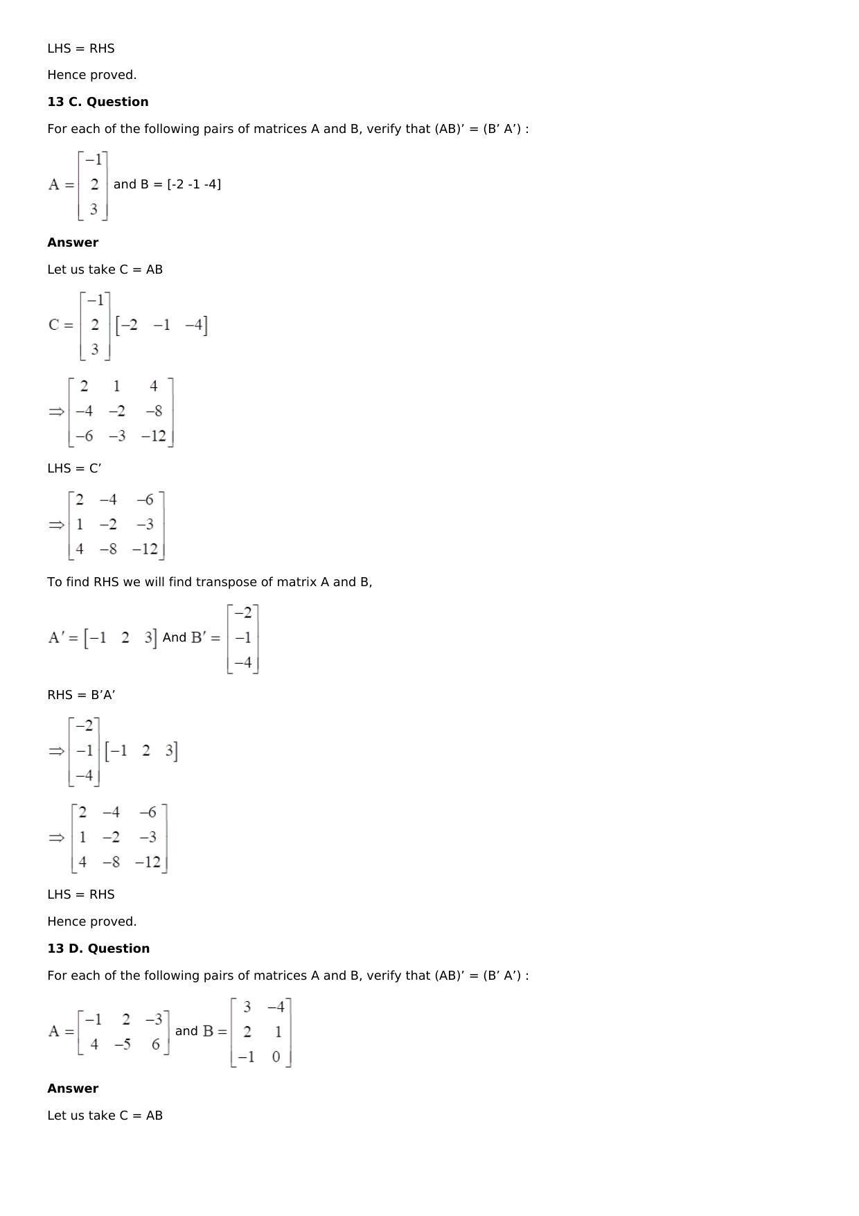 Chapter 5: Matrices Solutions: RS Aggarwal Class 12 Solutions  - Page 65