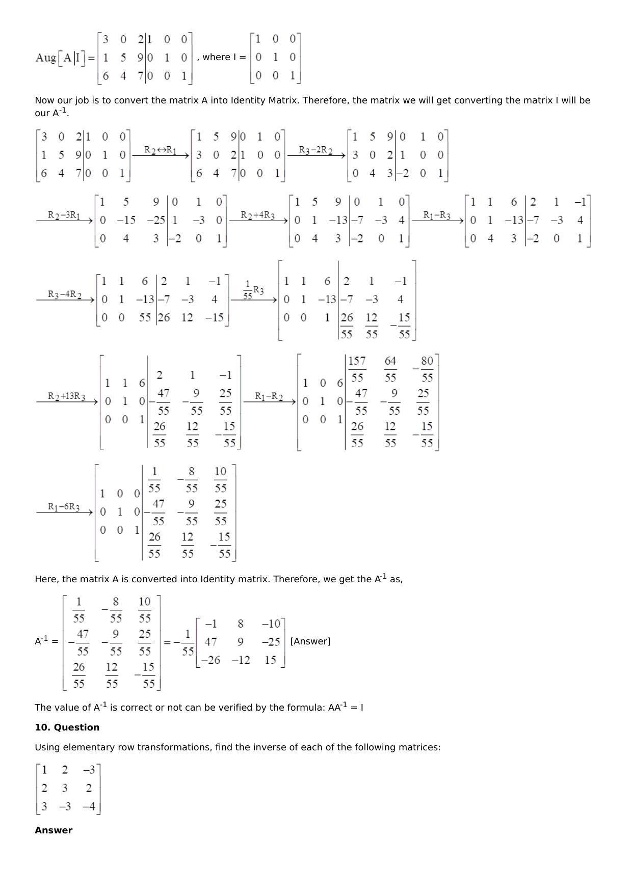 Chapter 5: Matrices Solutions: RS Aggarwal Class 12 Solutions  - Page 73
