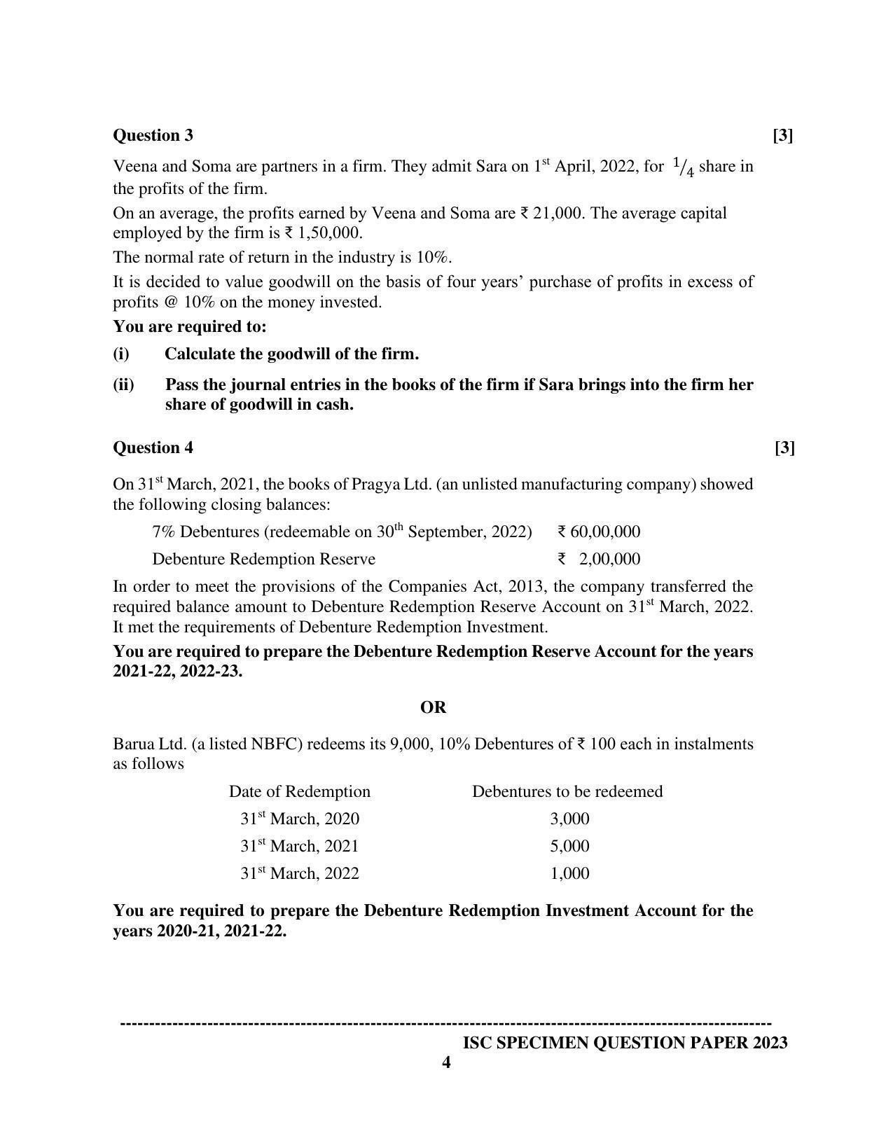 ISC Class 12 Accounts Sample Paper 2023 - Page 4