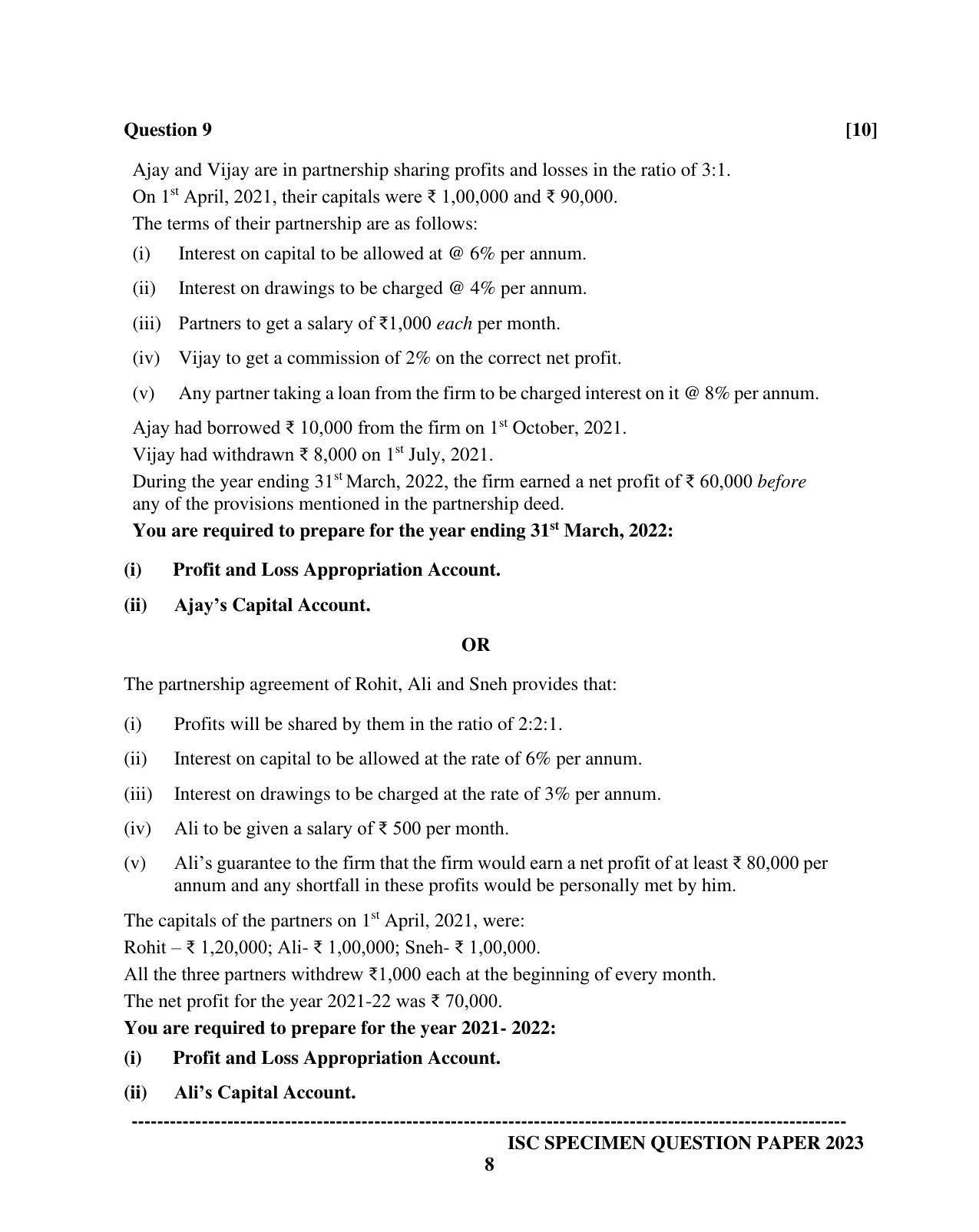 ISC Class 12 Accounts Sample Paper 2023 - Page 8