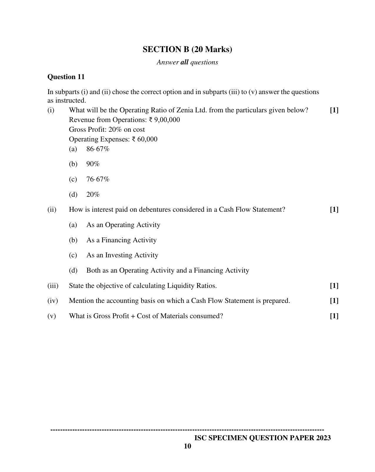 ISC Class 12 Accounts Sample Paper 2023 - Page 10