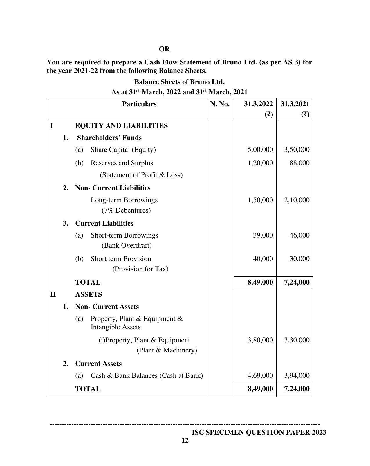 ISC Class 12 Accounts Sample Paper 2023 - Page 12