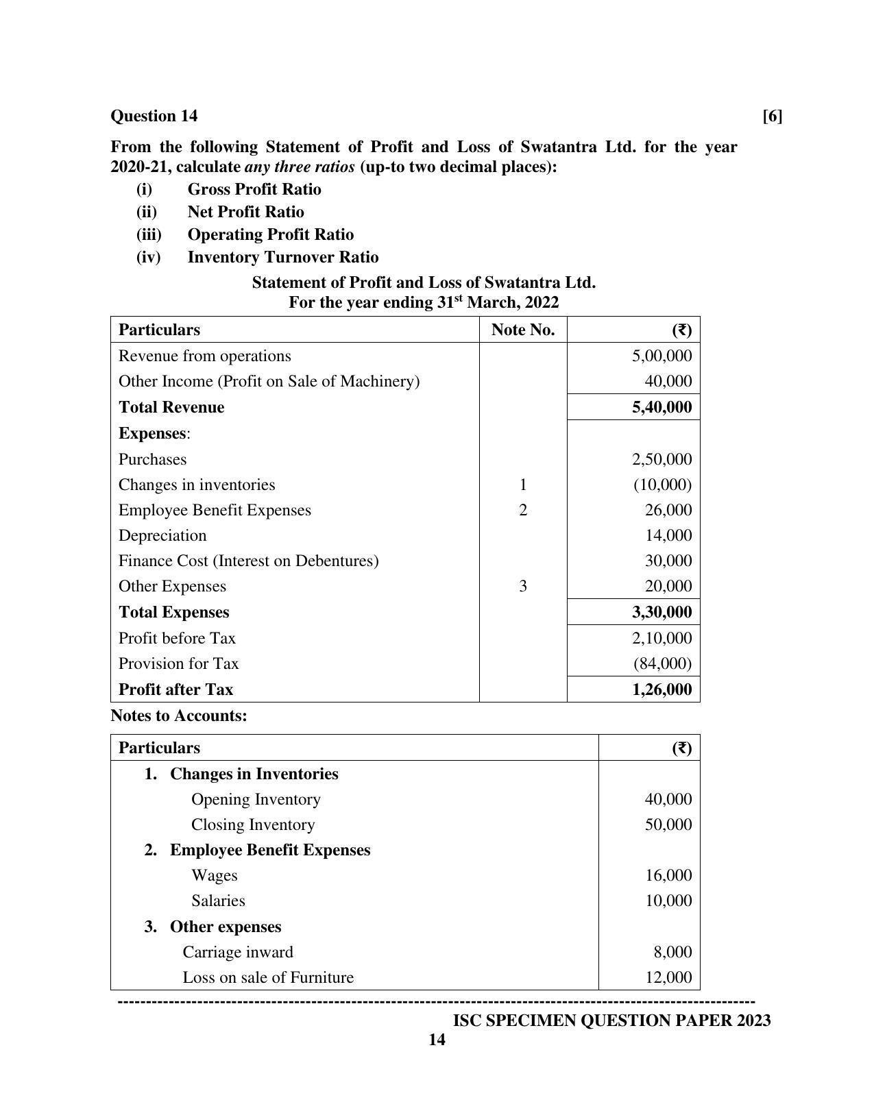 ISC Class 12 Accounts Sample Paper 2023 - Page 14