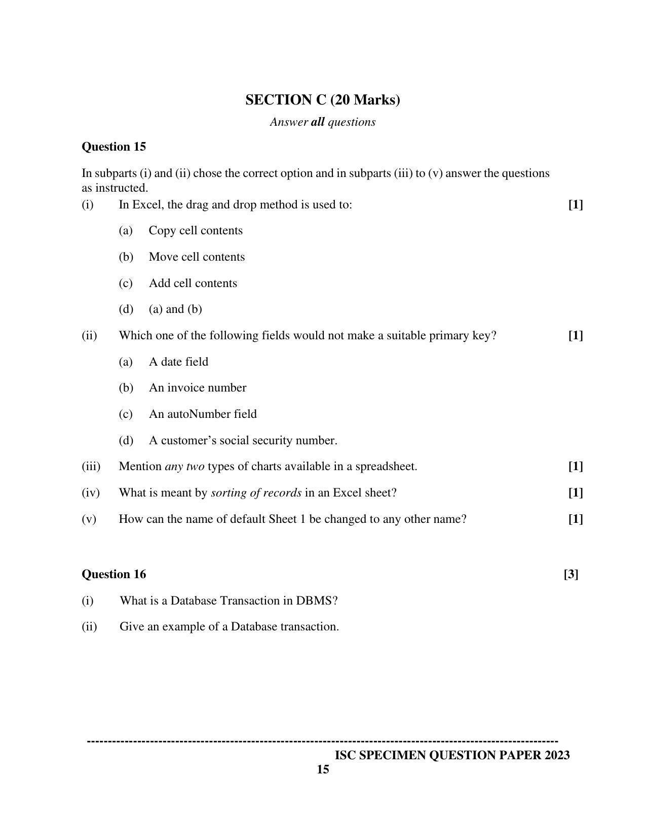 ISC Class 12 Accounts Sample Paper 2023 - Page 15