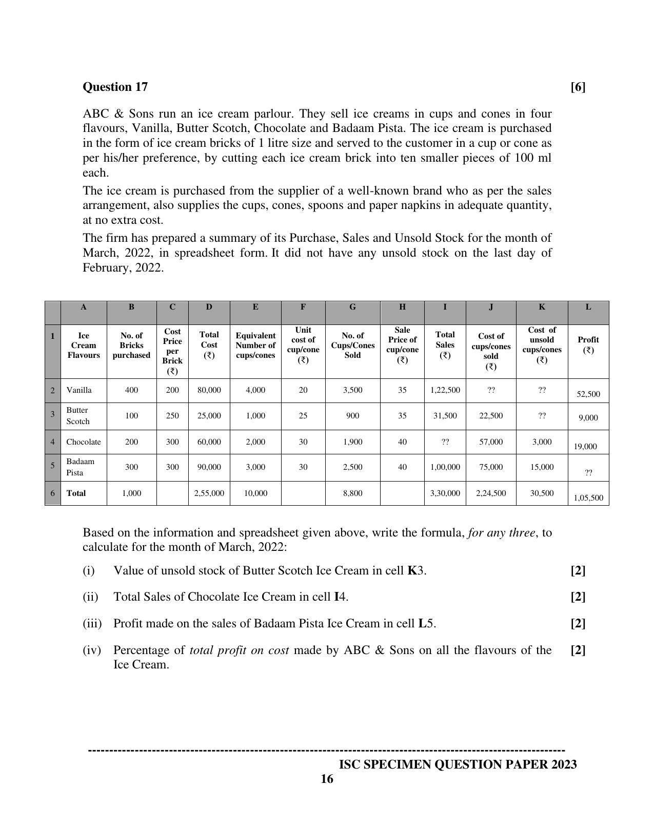 ISC Class 12 Accounts Sample Paper 2023 - Page 16