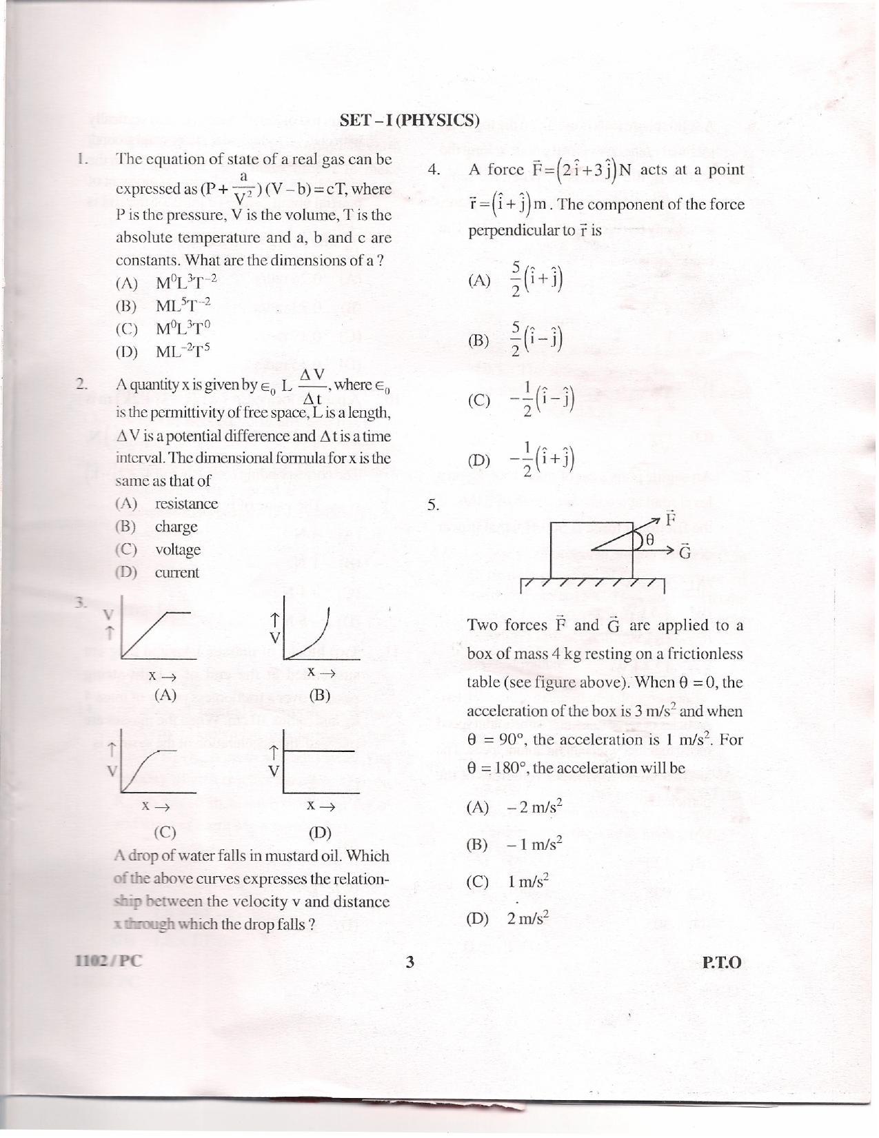 APJEE Physics & Chemistry 2011 Question Paper - Page 2