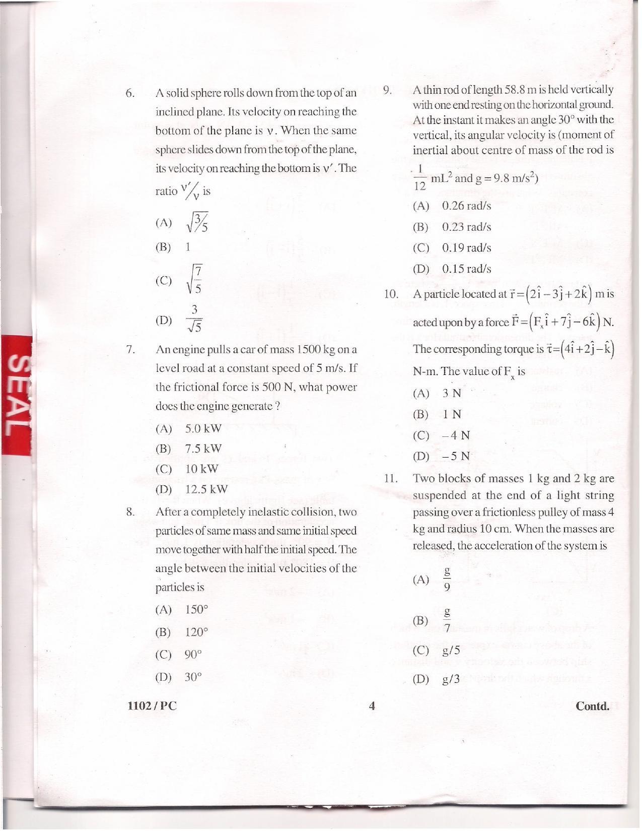 APJEE Physics & Chemistry 2011 Question Paper - Page 3