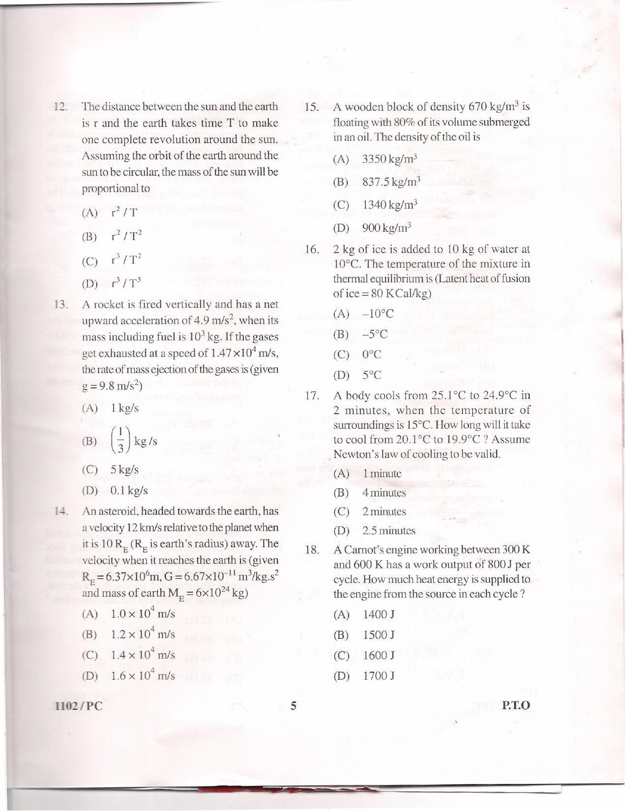 APJEE Physics & Chemistry 2011 Question Paper - Page 4