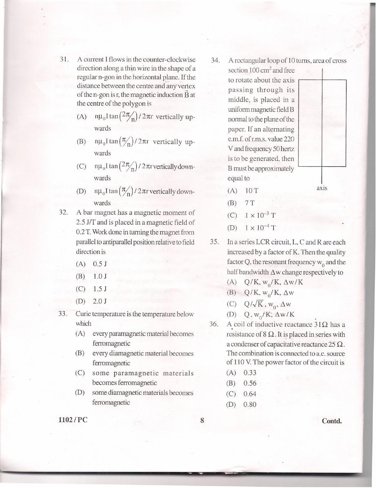 APJEE Physics & Chemistry 2011 Question Paper - Page 7