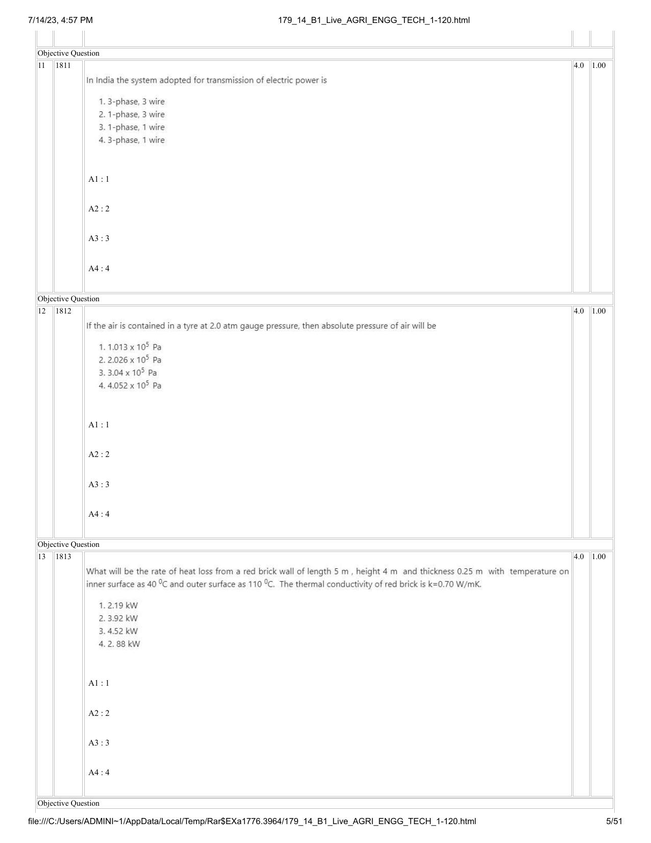 ICAR AIEEA PG 2023 AGRICULTURAL ENGINEERING AND TECHNOLOGY Question Paper-14-07-2023 - Page 5