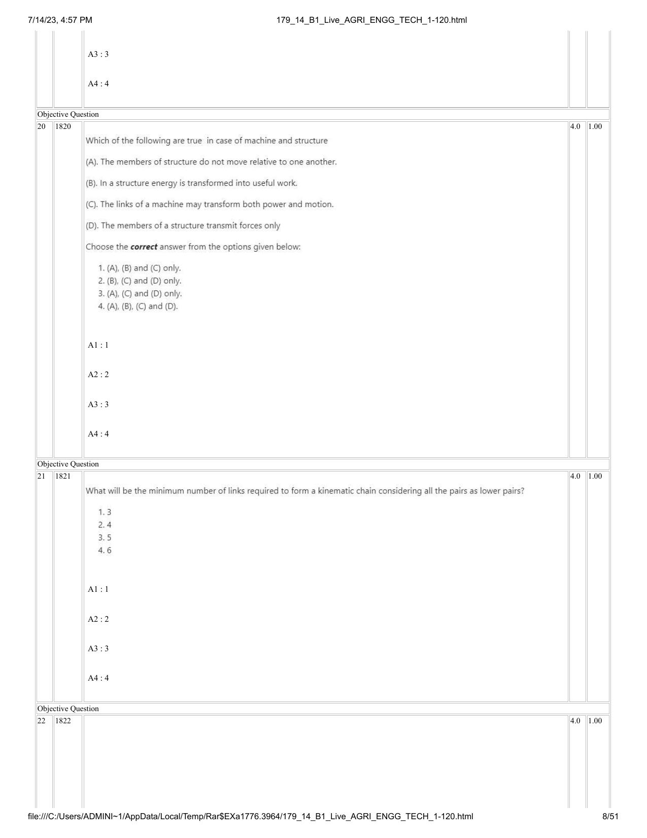 ICAR AIEEA PG 2023 AGRICULTURAL ENGINEERING AND TECHNOLOGY Question Paper-14-07-2023 - Page 8