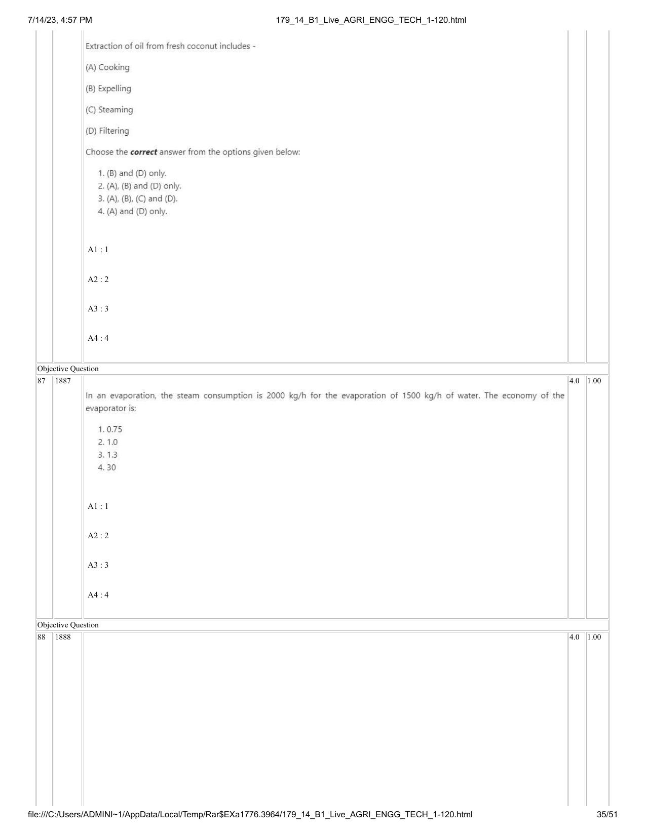 ICAR AIEEA PG 2023 AGRICULTURAL ENGINEERING AND TECHNOLOGY Question Paper-14-07-2023 - Page 35