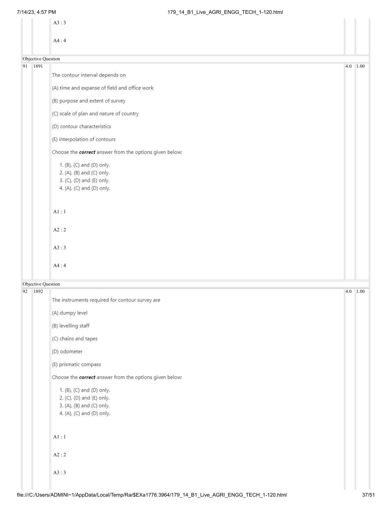 ICAR AIEEA PG 2023 AGRICULTURAL ENGINEERING AND TECHNOLOGY Question Paper-14-07-2023 - Page 37