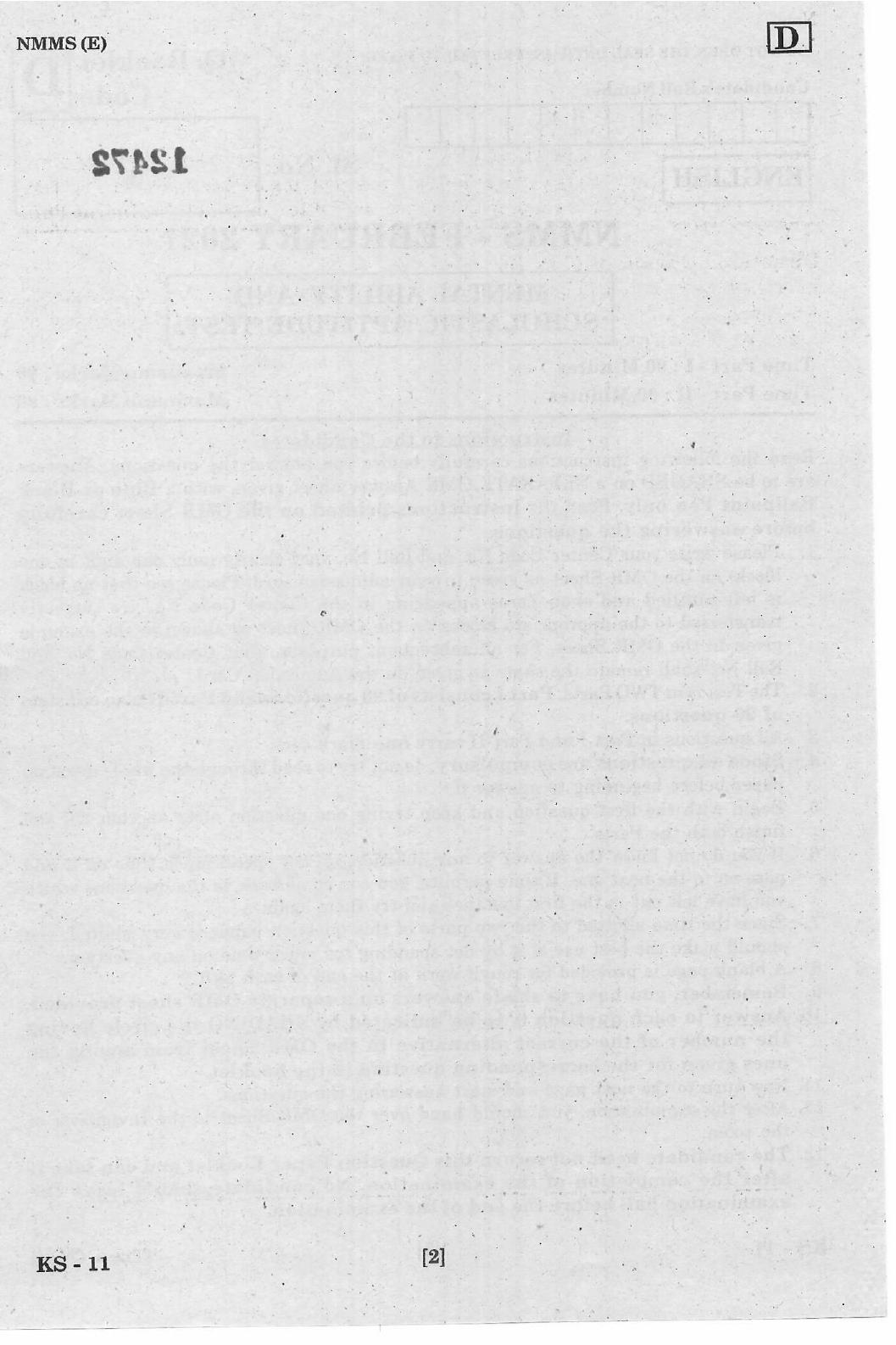 NMMS Feb 2021 - Booklet Code-D (English Medium) - Page 2