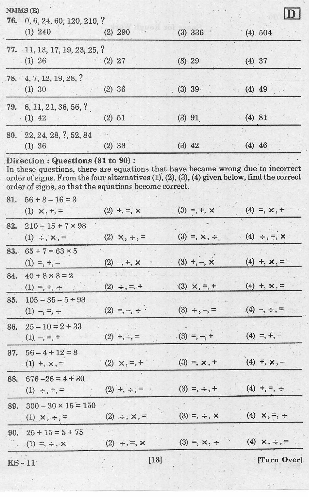 NMMS Feb 2021 - Booklet Code-D (English Medium) - Page 13