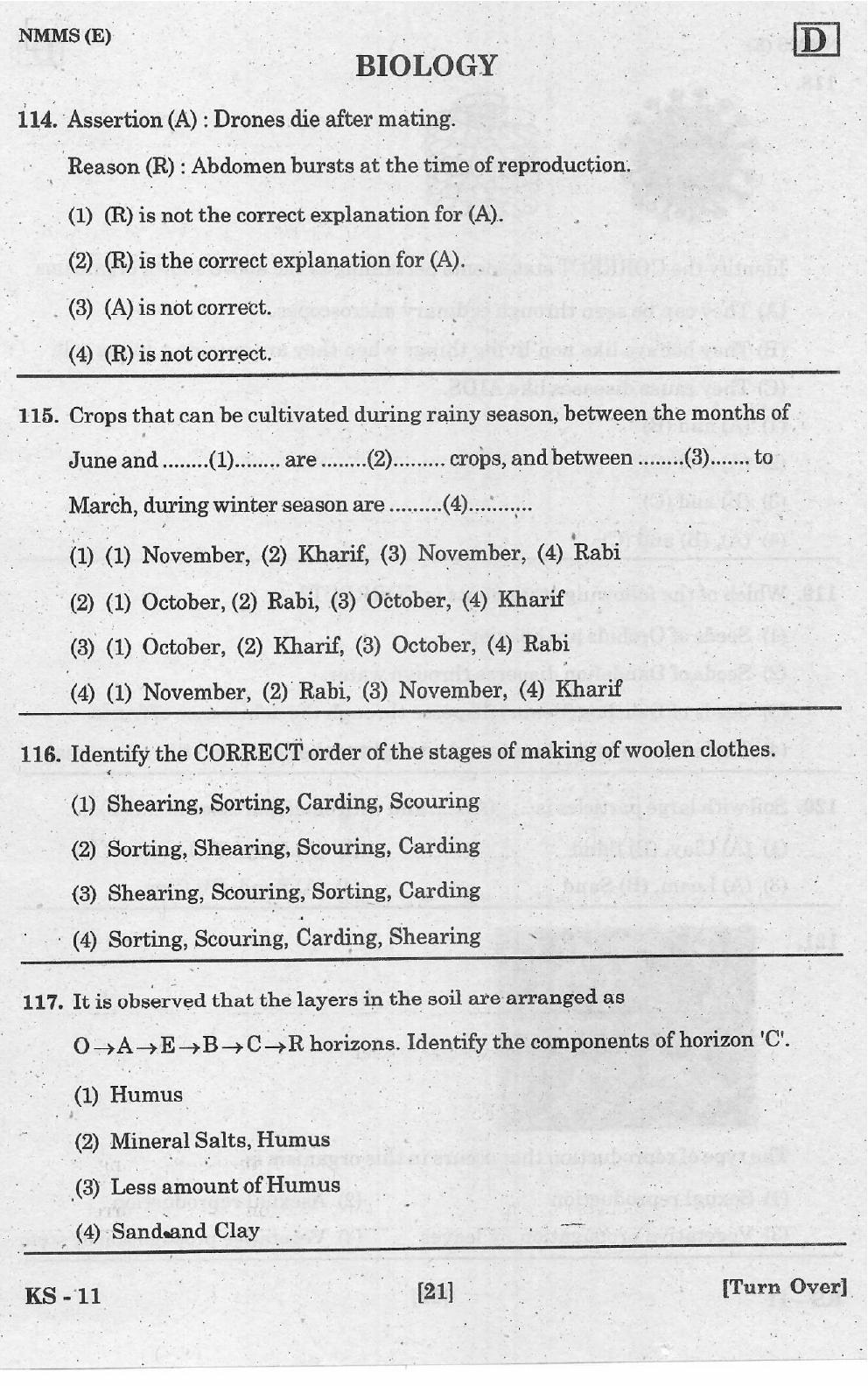 NMMS Feb 2021 - Booklet Code-D (English Medium) - Page 21