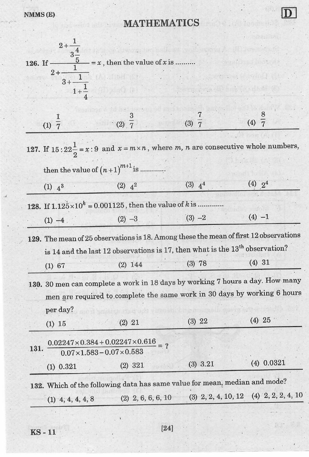 NMMS Feb 2021 - Booklet Code-D (English Medium) - Page 24