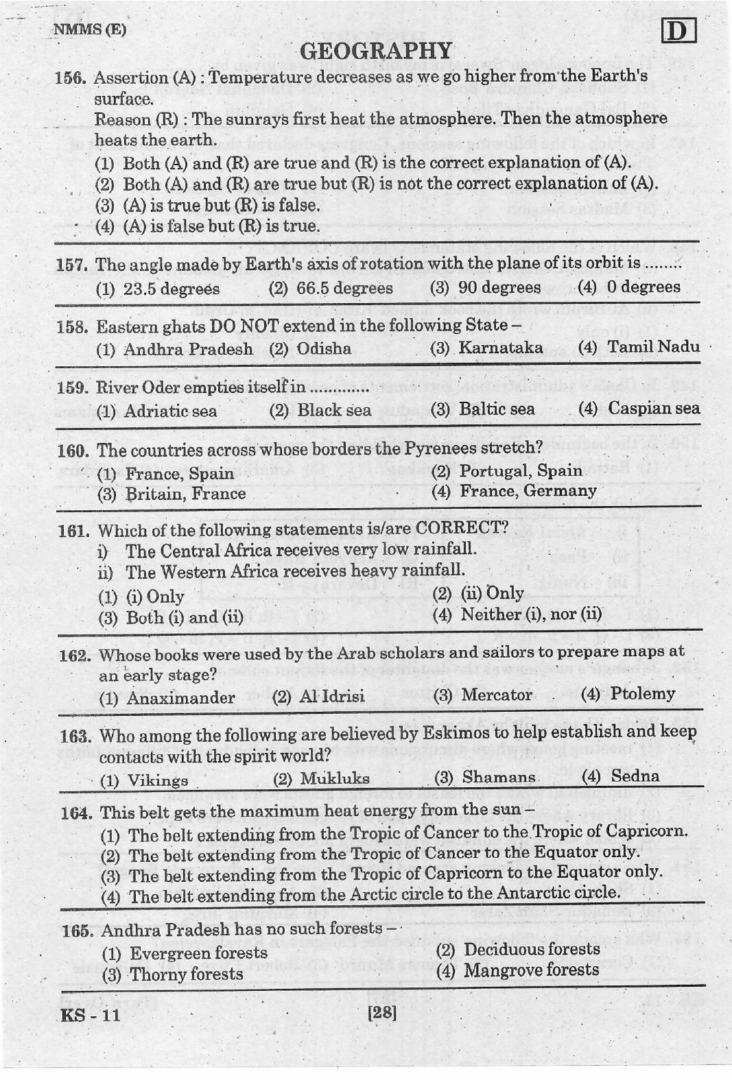 NMMS Feb 2021 - Booklet Code-D (English Medium) - Page 28