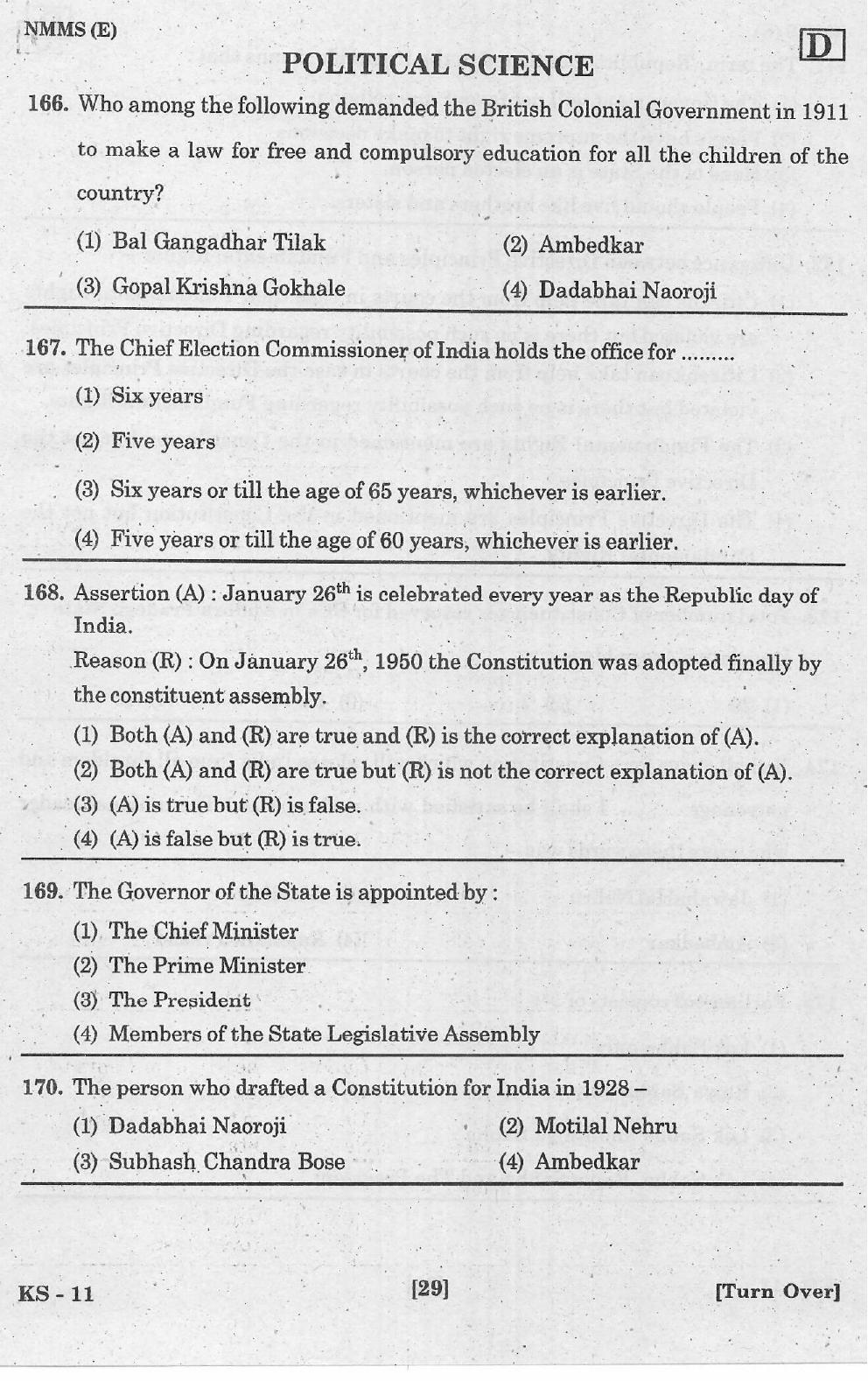 NMMS Feb 2021 - Booklet Code-D (English Medium) - Page 29