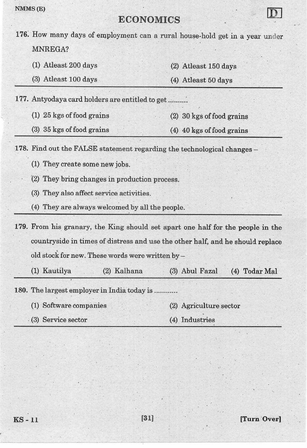 NMMS Feb 2021 - Booklet Code-D (English Medium) - Page 31