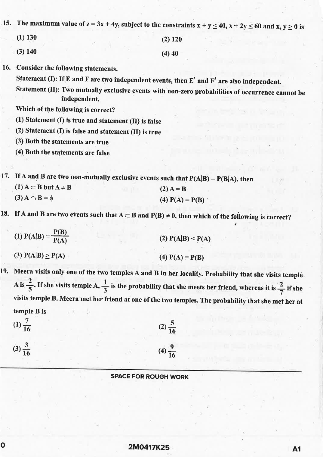 KCET 2025 Mathematics Question Paper - Page 10