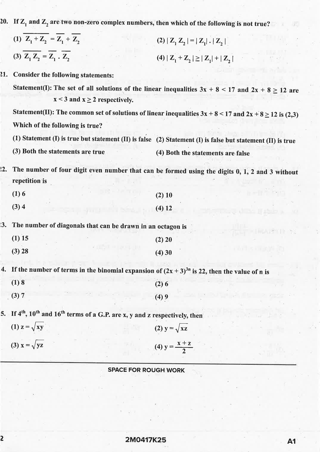 KCET 2025 Mathematics Question Paper - Page 12