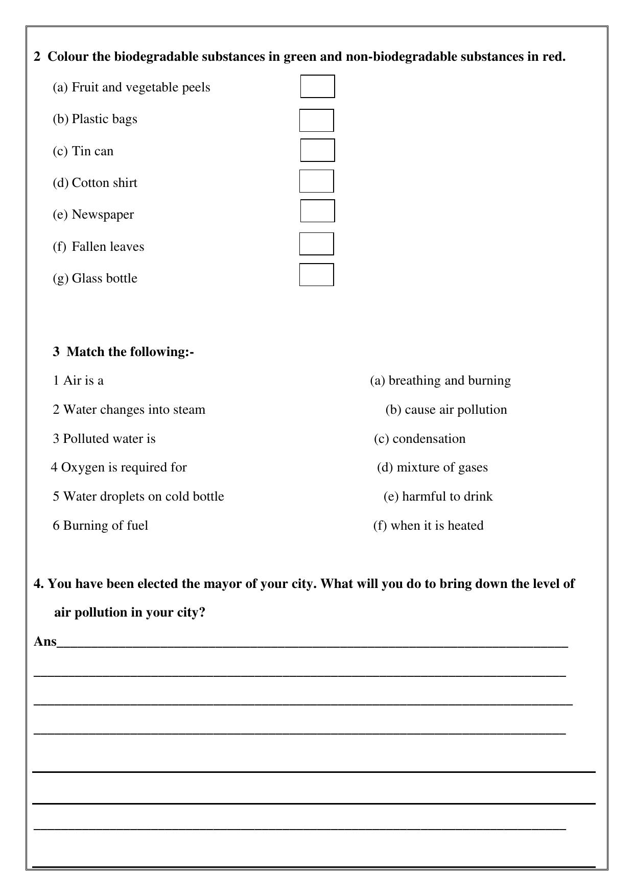 Worksheet for Class 4 Science Assignment 9 - Page 3