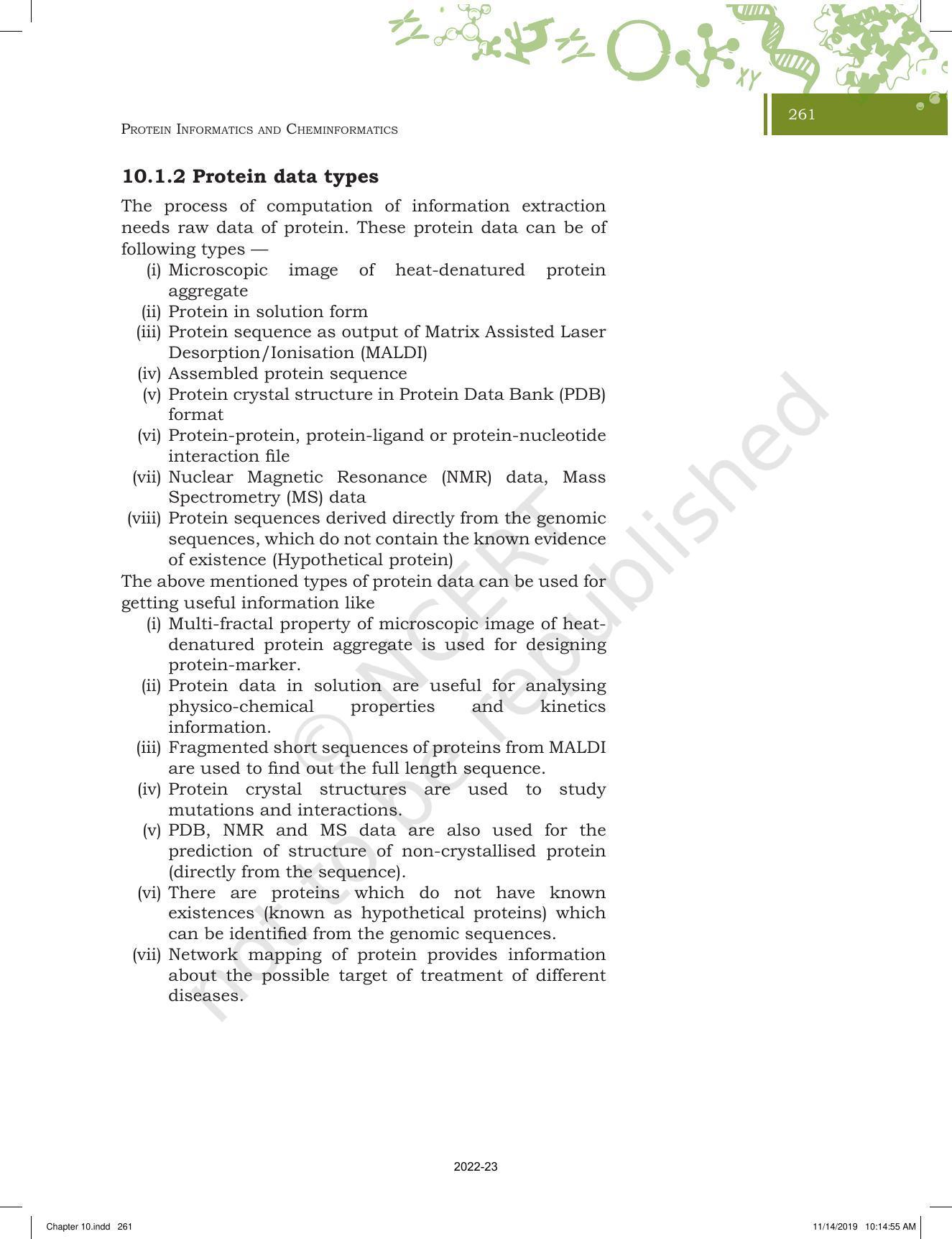 NCERT Book for Class 11 Biotechnology Chapter 10 Protein Informatics and Cheminformatics - Page 2