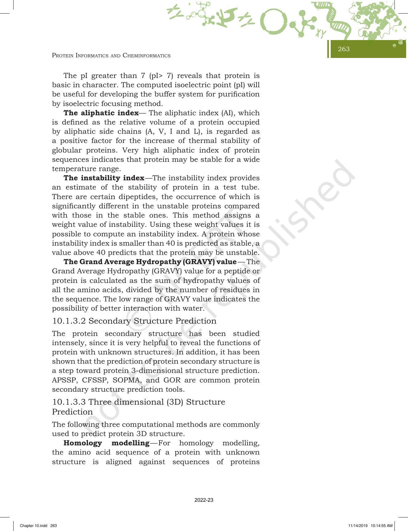 NCERT Book for Class 11 Biotechnology Chapter 10 Protein Informatics and Cheminformatics - Page 4