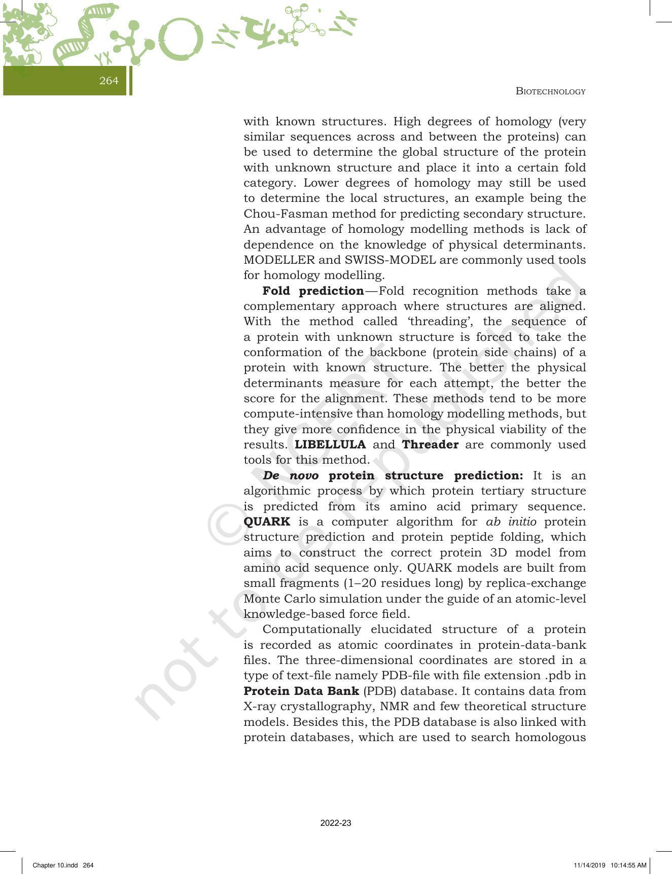 NCERT Book for Class 11 Biotechnology Chapter 10 Protein Informatics and Cheminformatics - Page 5