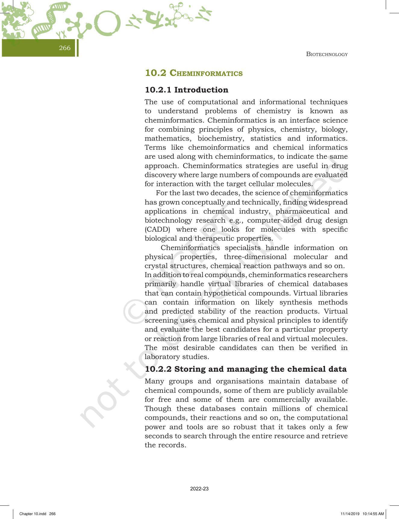 NCERT Book for Class 11 Biotechnology Chapter 10 Protein Informatics and Cheminformatics - Page 7