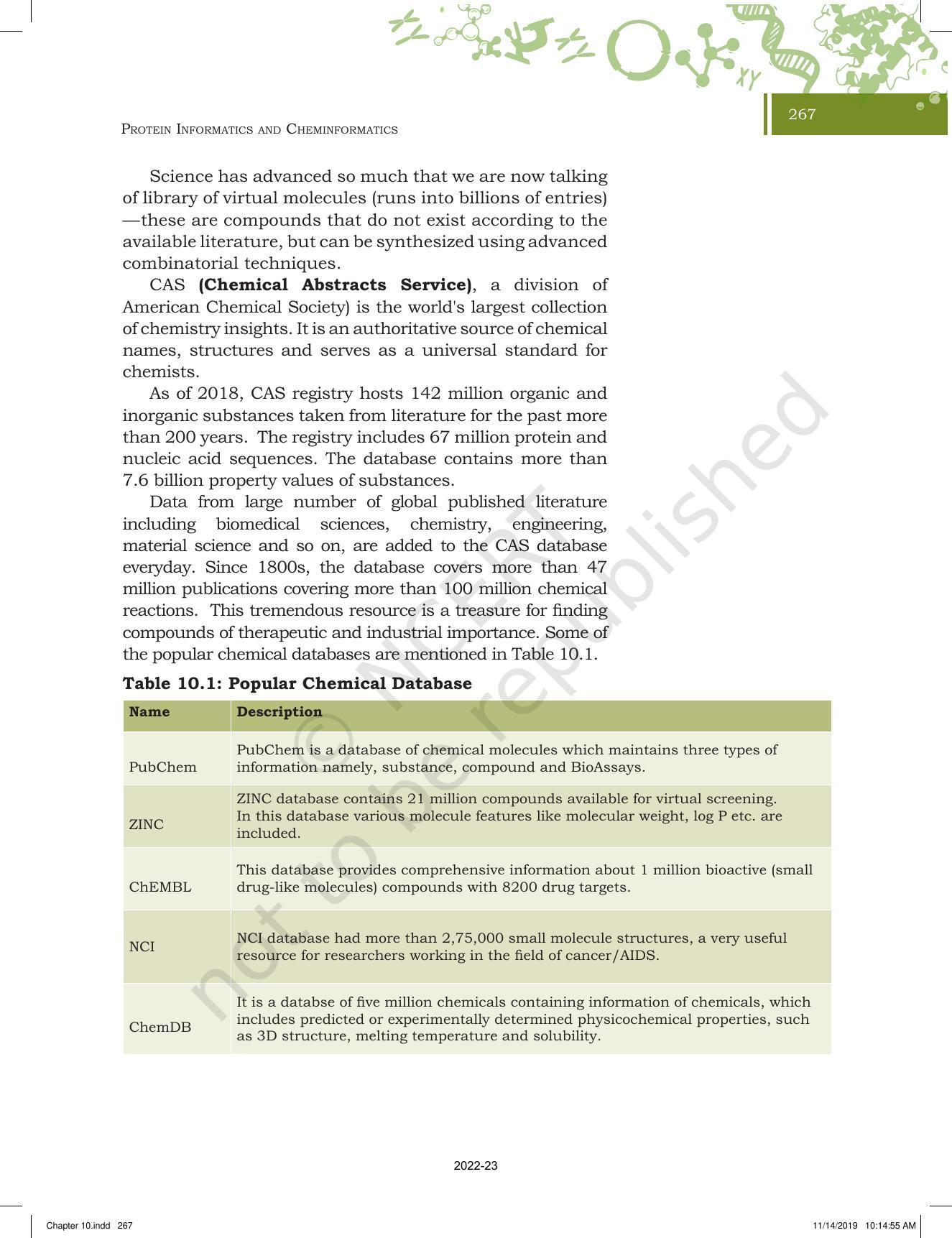 NCERT Book for Class 11 Biotechnology Chapter 10 Protein Informatics and Cheminformatics - Page 8