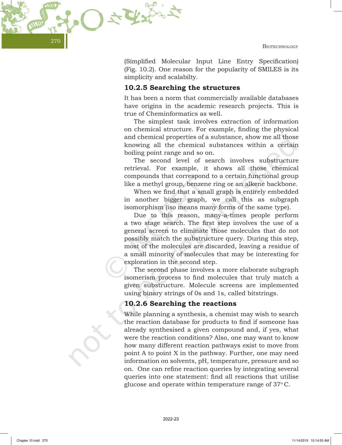NCERT Book for Class 11 Biotechnology Chapter 10 Protein Informatics and Cheminformatics - Page 11