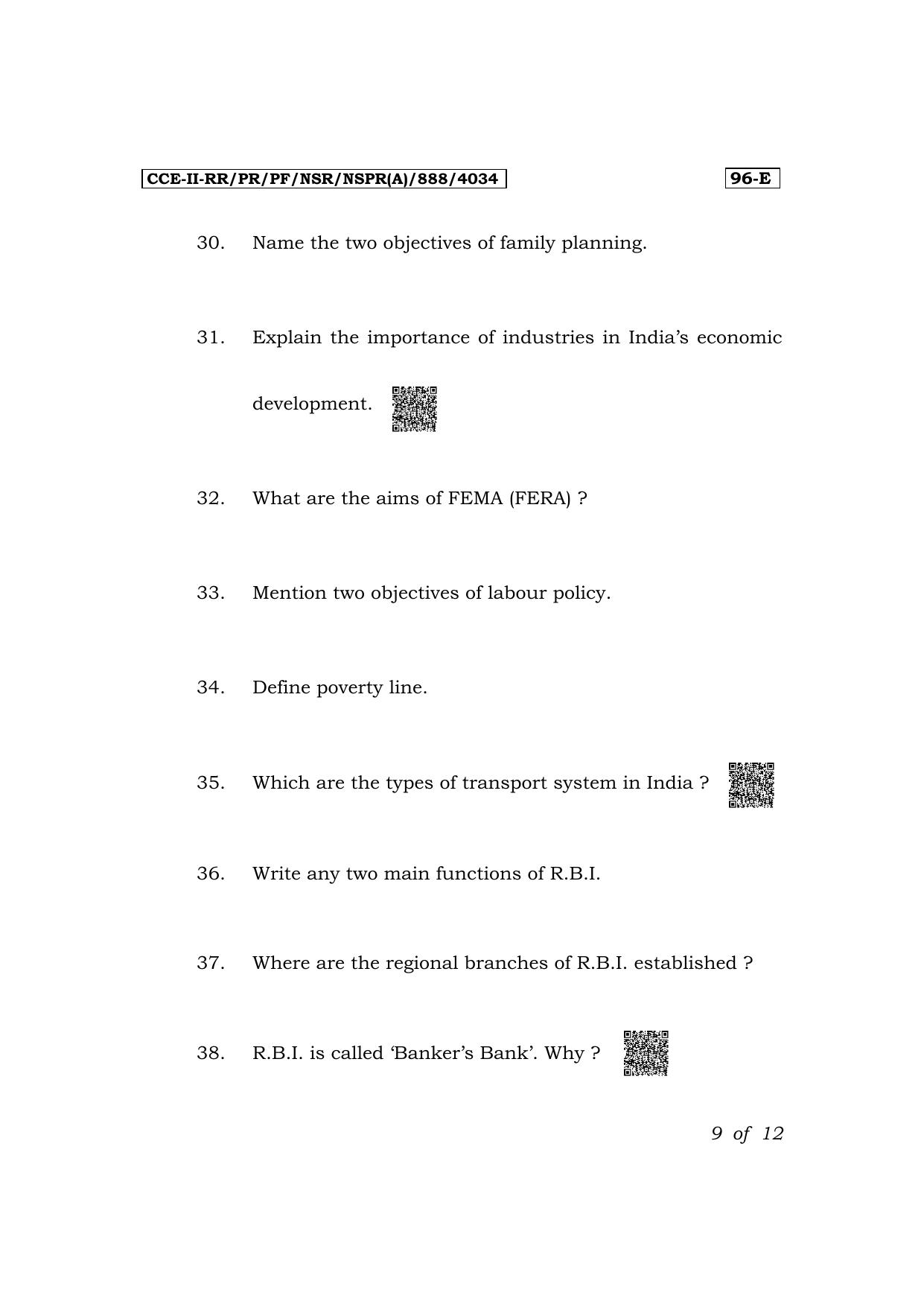 Karnataka SSLC Economics (English Medium) Exam 2 Question Paper 2024 (A Version) - Page 9