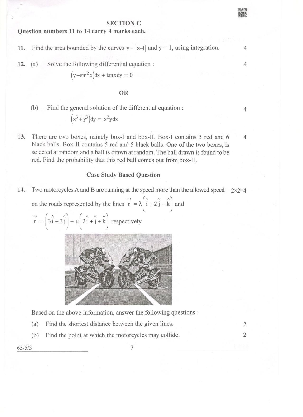CBSE Class 12 65-5-3 Mathematics 2022 Question Paper - Page 7