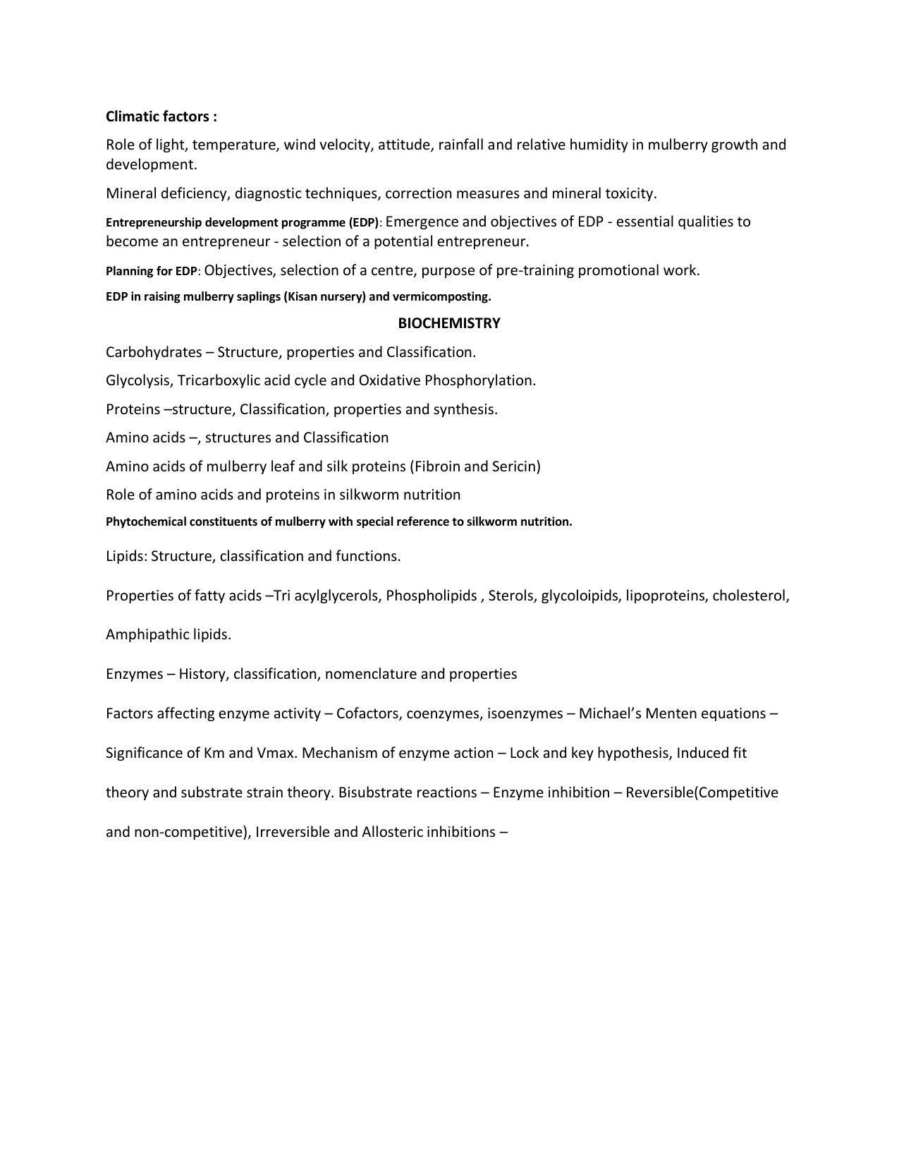 AP RCET Sericulture Syllabus - Page 2