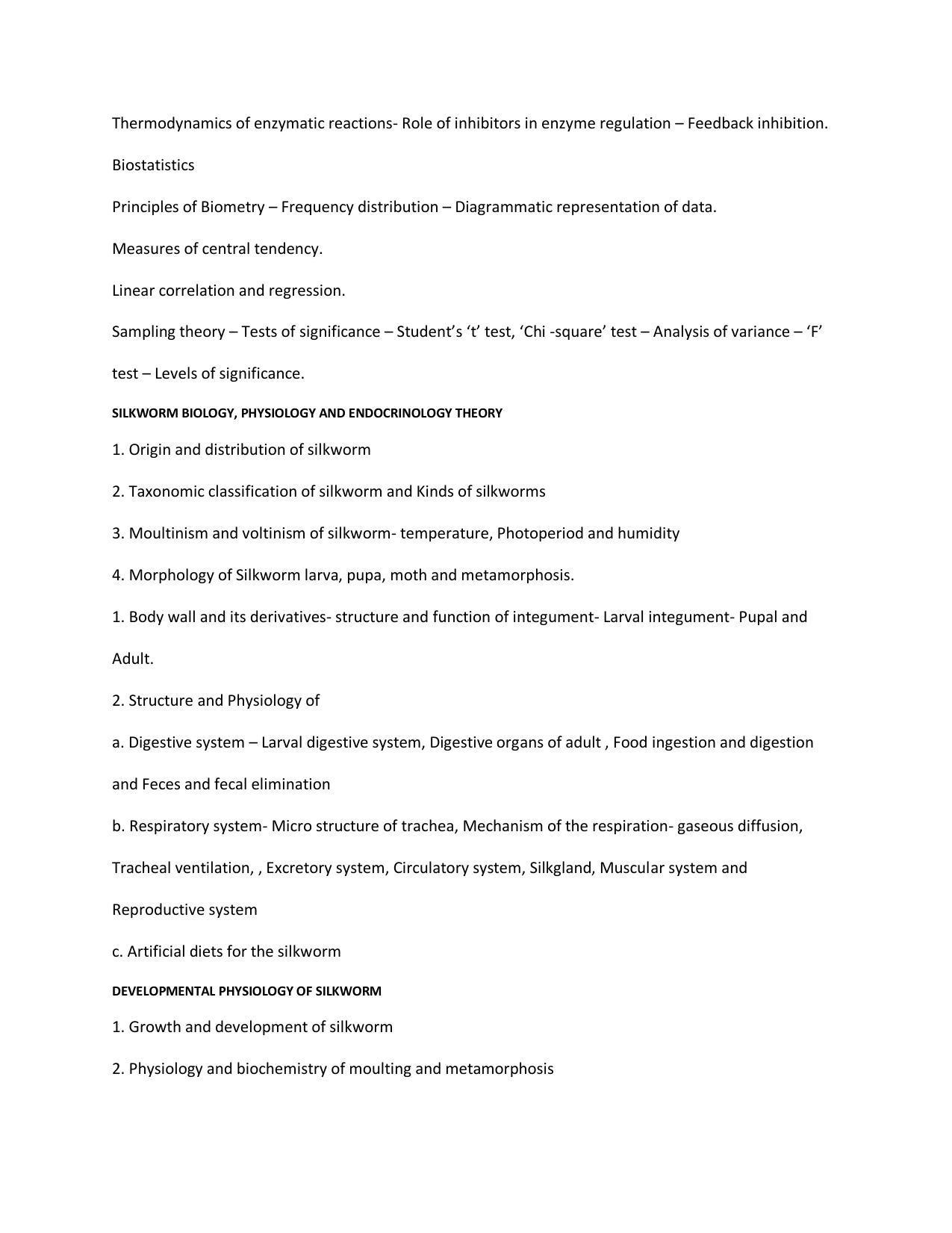 AP RCET Sericulture Syllabus - Page 3