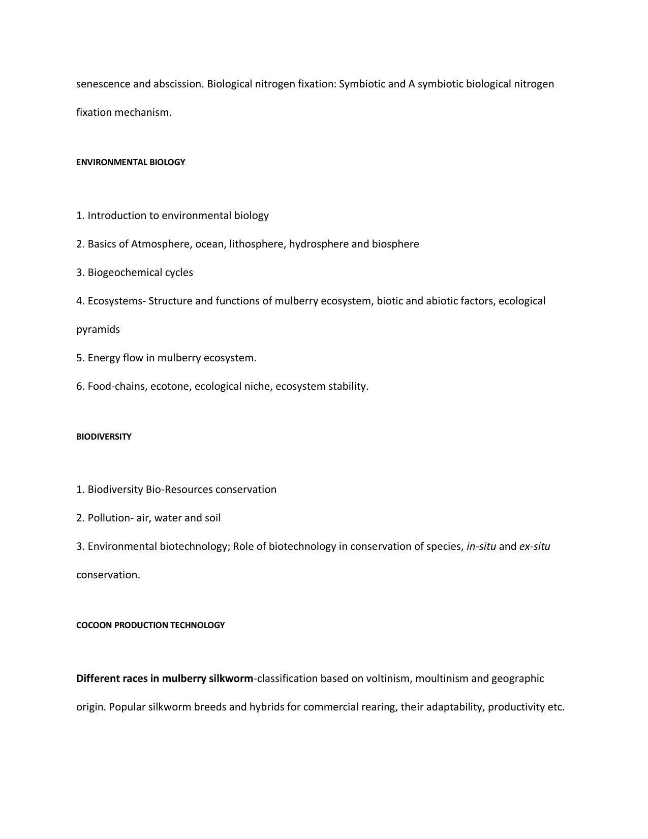 AP RCET Sericulture Syllabus - Page 7