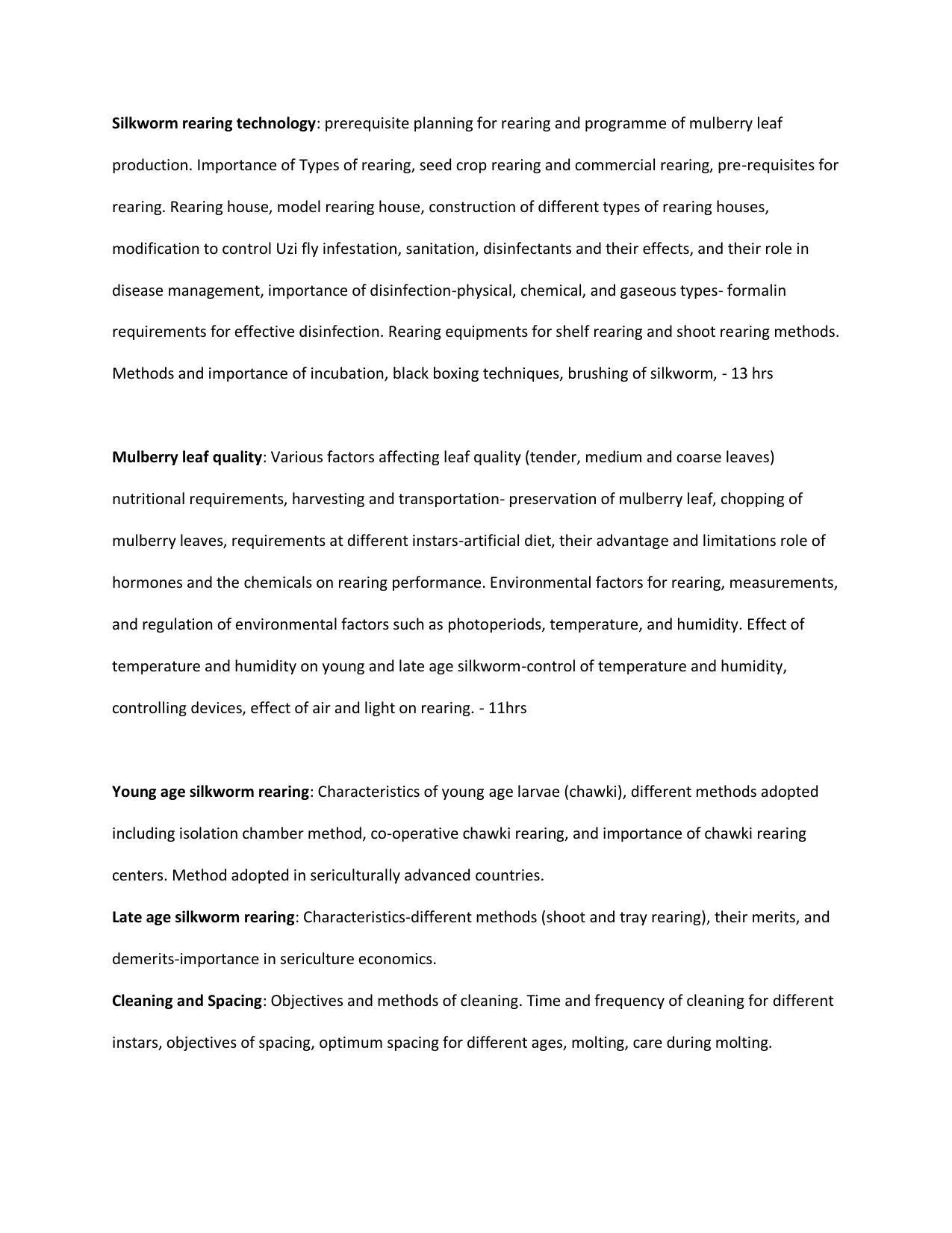 AP RCET Sericulture Syllabus - Page 8