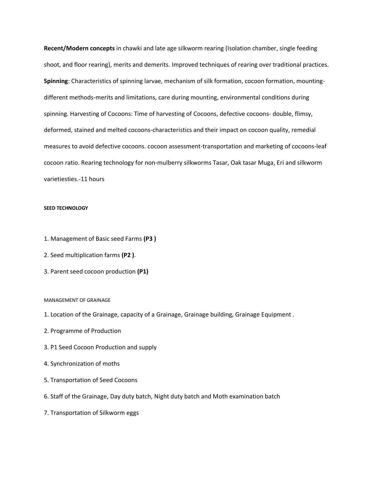AP RCET Sericulture Syllabus - Page 9