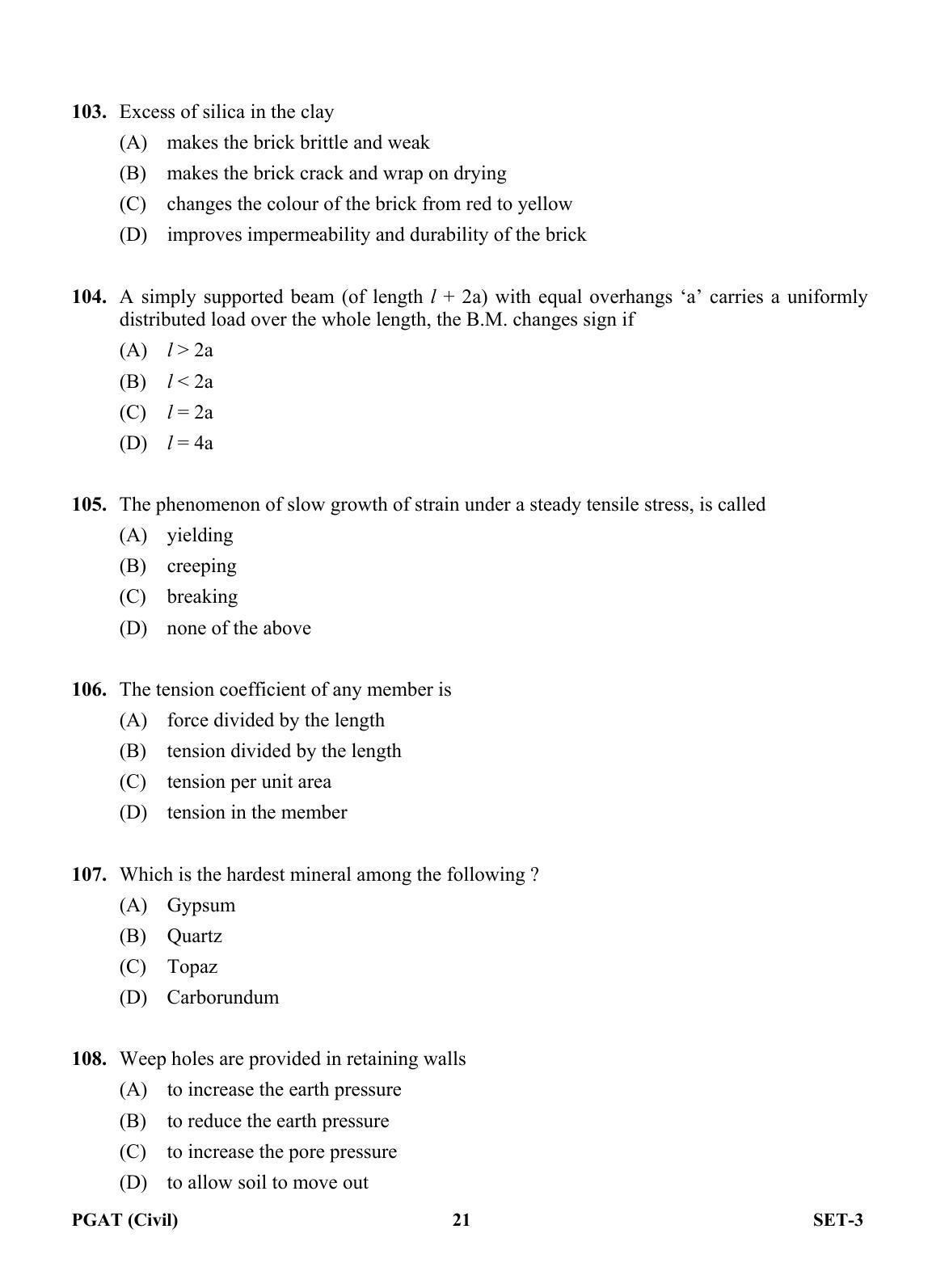 OJEE PGAT 2013 Civil Set 3 Question Paper - Page 20